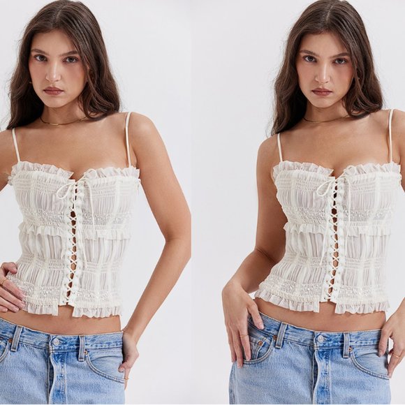 HOUSE OF CB 'Lula' Ivory Sequin Pleat Corset NWOT - Picture 4 of 9